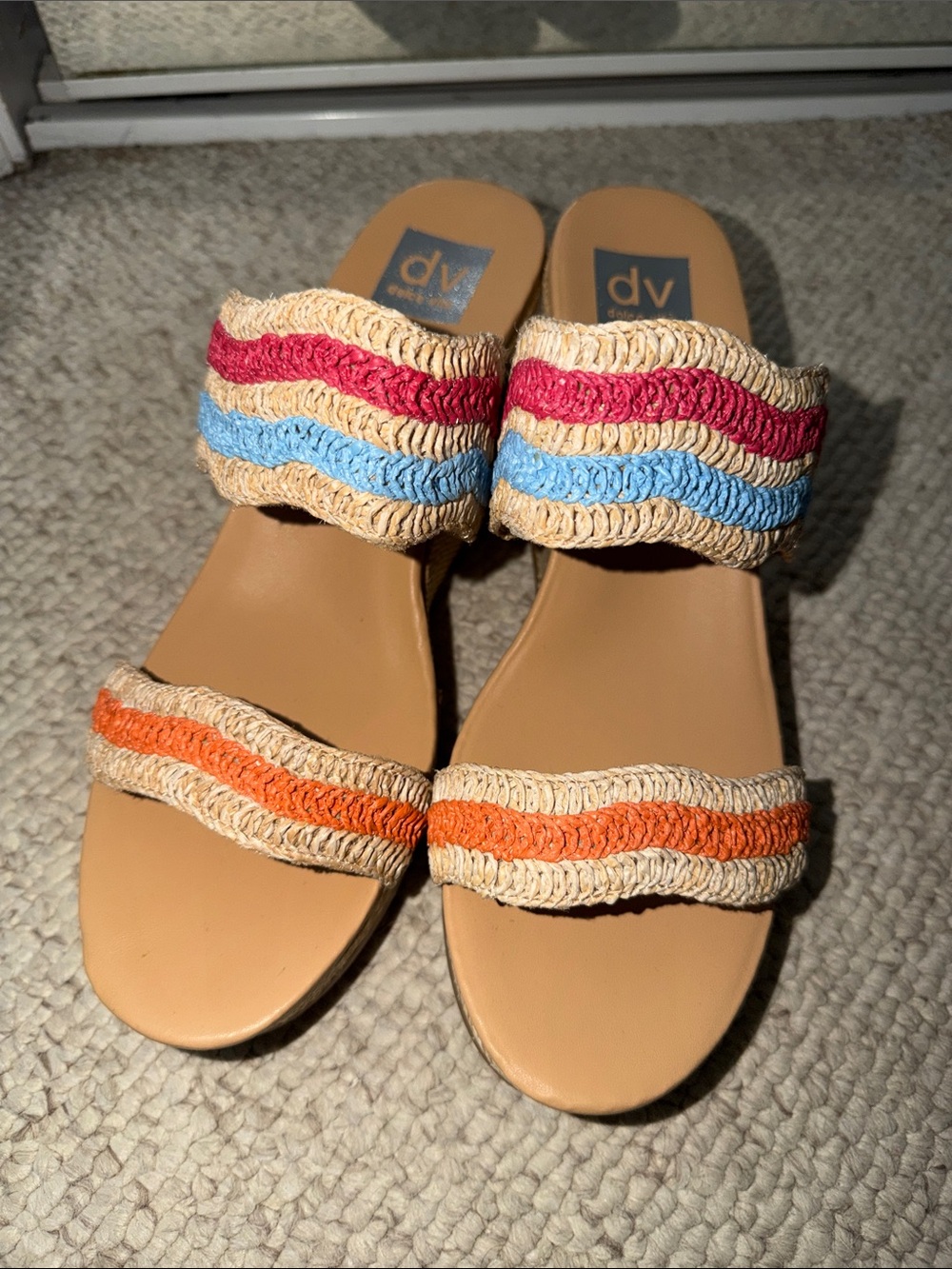 Dolce Vita Beige Sandals with Multi-Color Crochet Straps - Picture 6 of 6